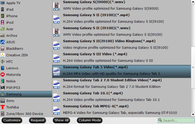 Galaxy Tab S Video Format