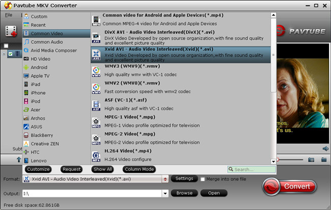 Convert Multi-track MKV to AVI with Subtitles for Samsung Blu-ray/TV