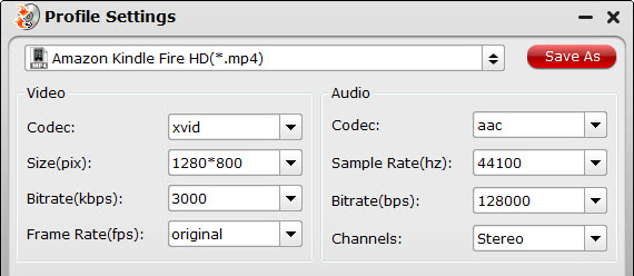 Kindle Fire HDX video settings