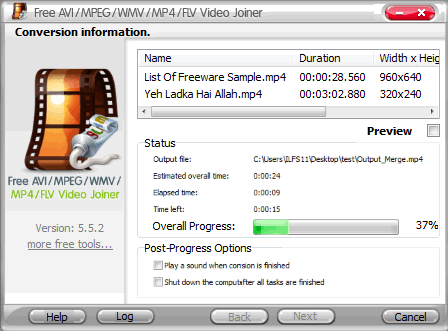 Free AVI/MPEG/WMV/MP4/FLV Video Joiner