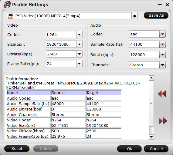 PS3 MP4 settings