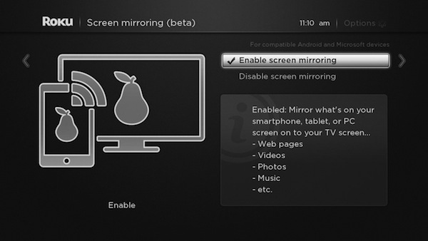 Enable screen mirroring